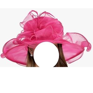 Elegant Derby Hat Classy Sun Hat Organza Feather Kentucky Tea Party Church UV